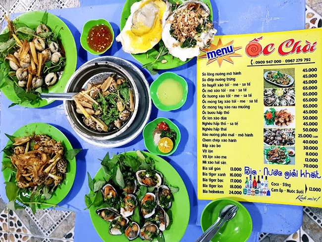 Menu quán Ốc Chòi Biên Hòa