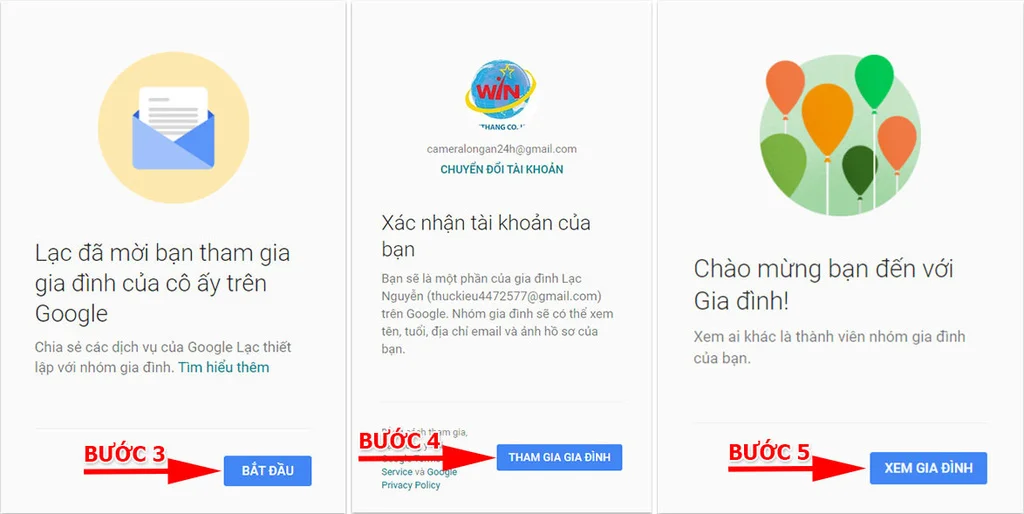 Những thông tin về một nhóm gia đình Bước 2