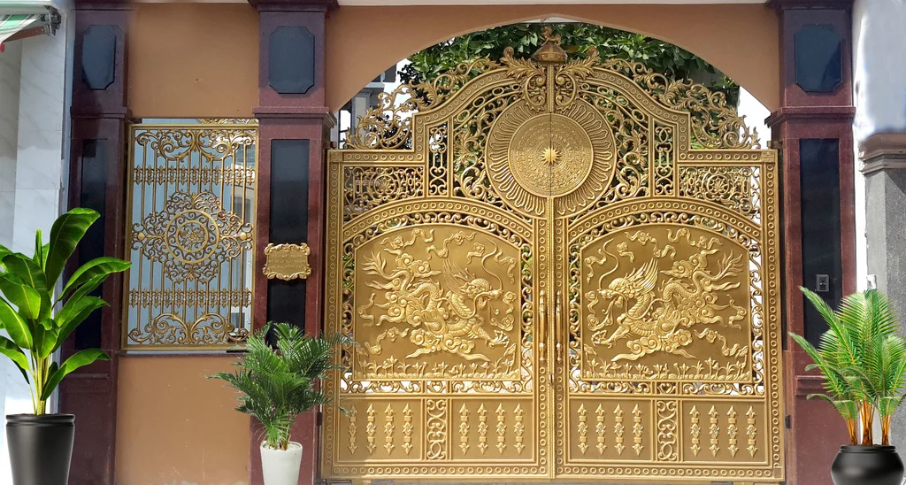 Cổng nhôm đúc song long