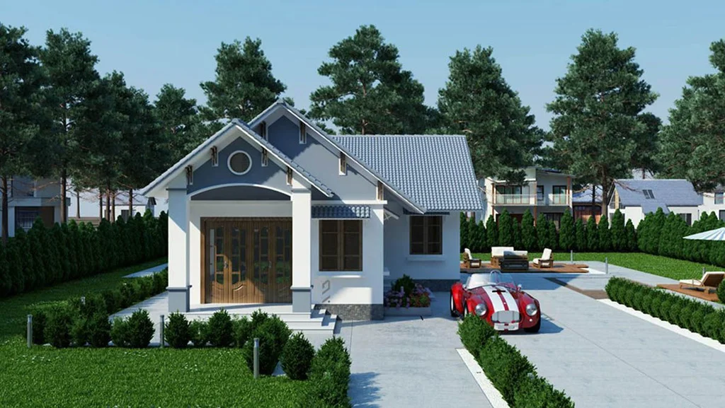 Nhà cấp 4 chữ L sân vườn